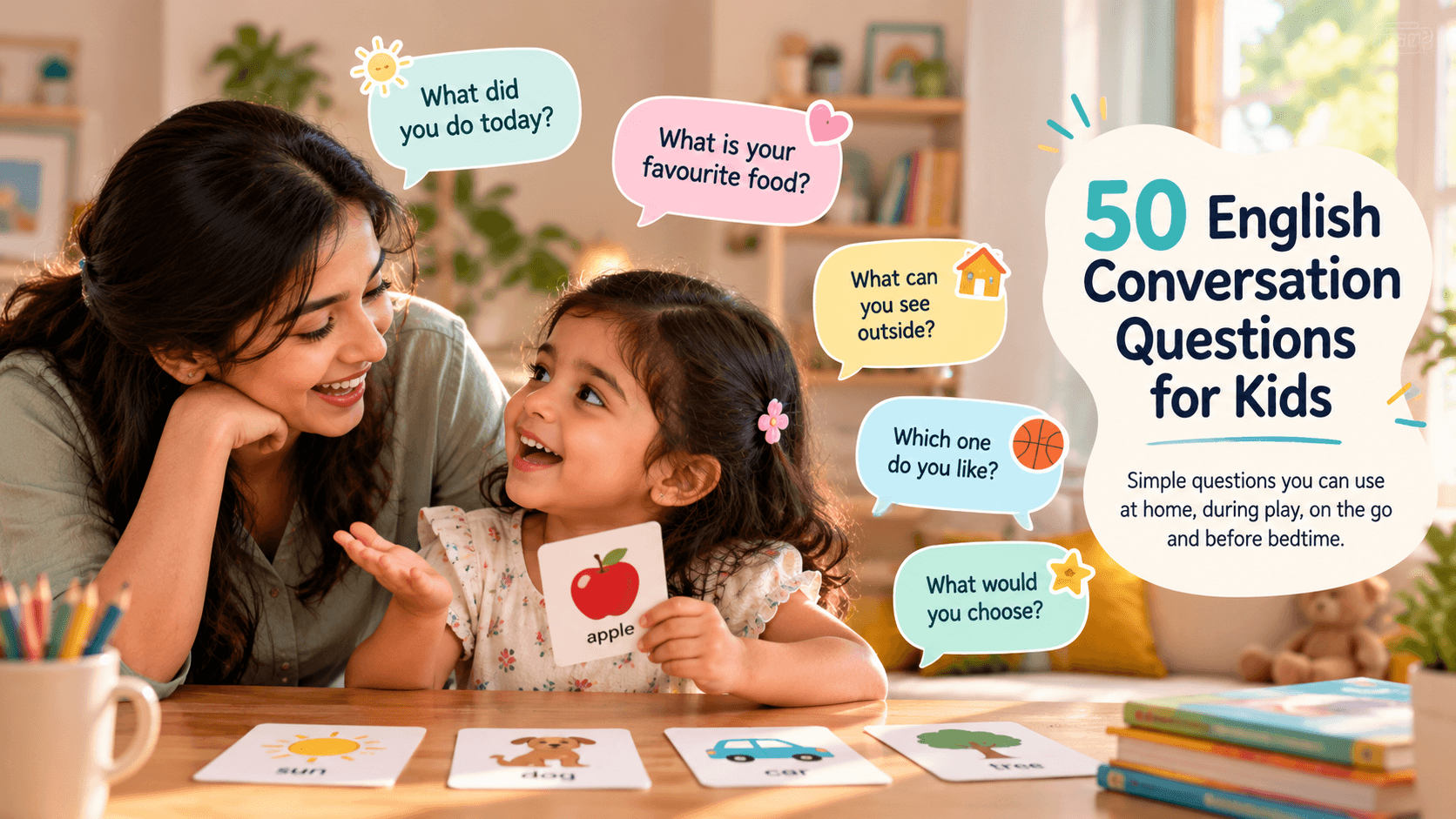 50 English conversation questions for kids, a Flucie parent resource