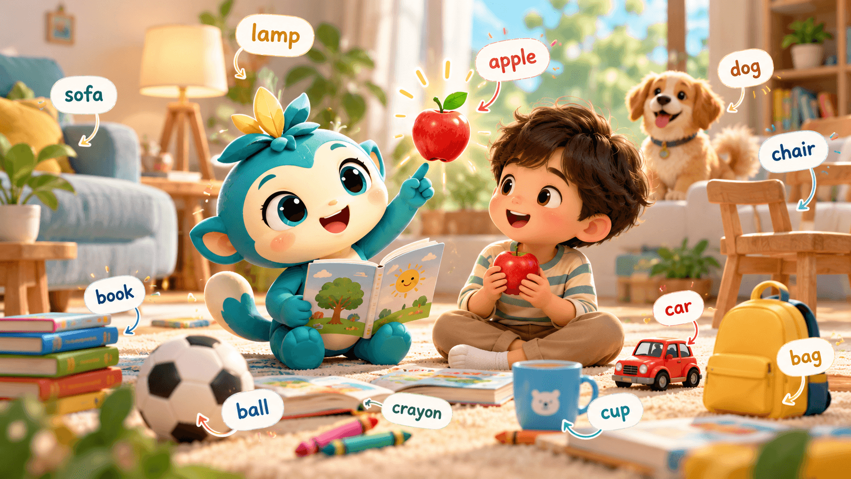 100 easy English words for kids to learn at home, a Flucie parent resource